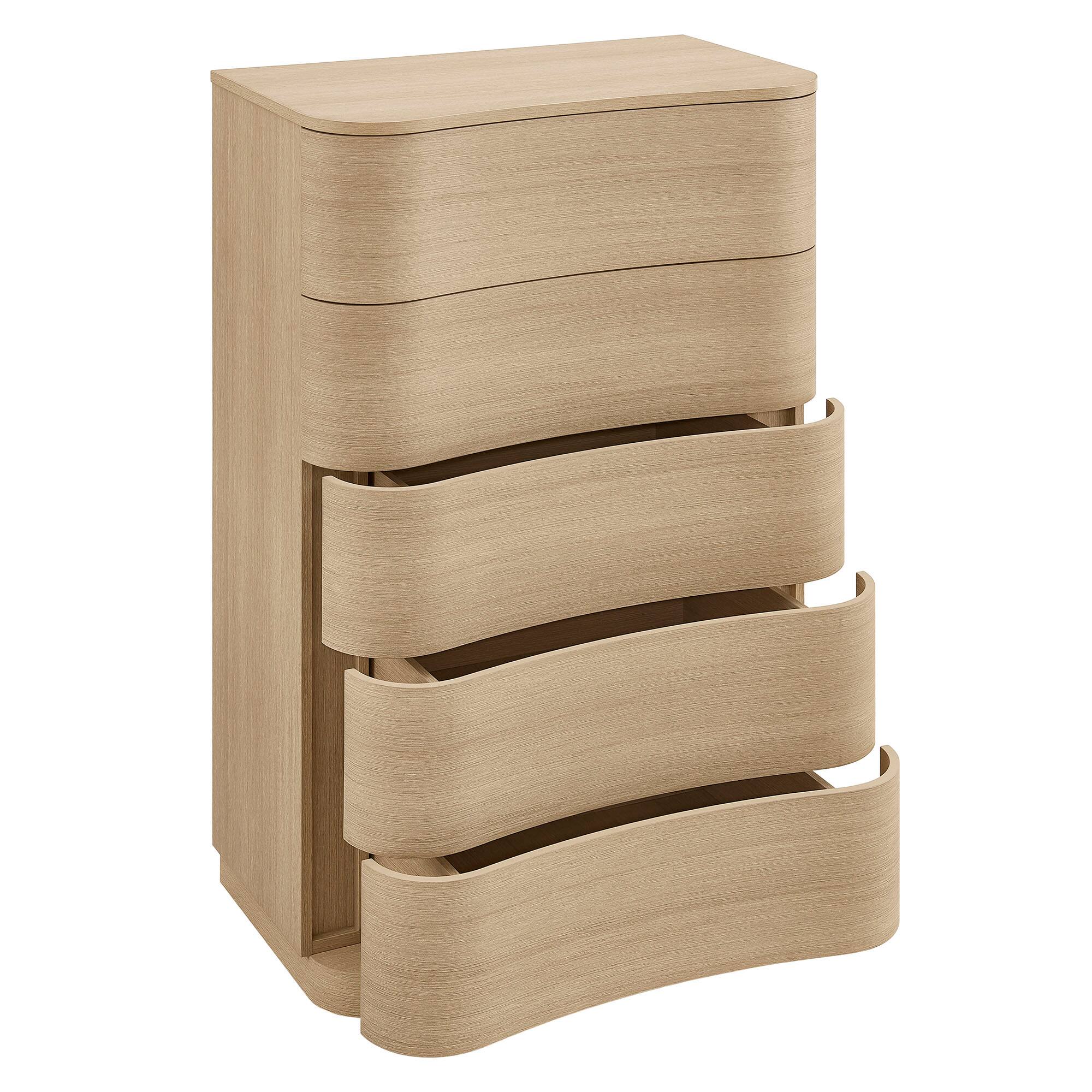 Alt View 2. Modway - Mirae 5-Drawer Curved Dresser Chest of Drawers by Modway - Brush Light Oak.