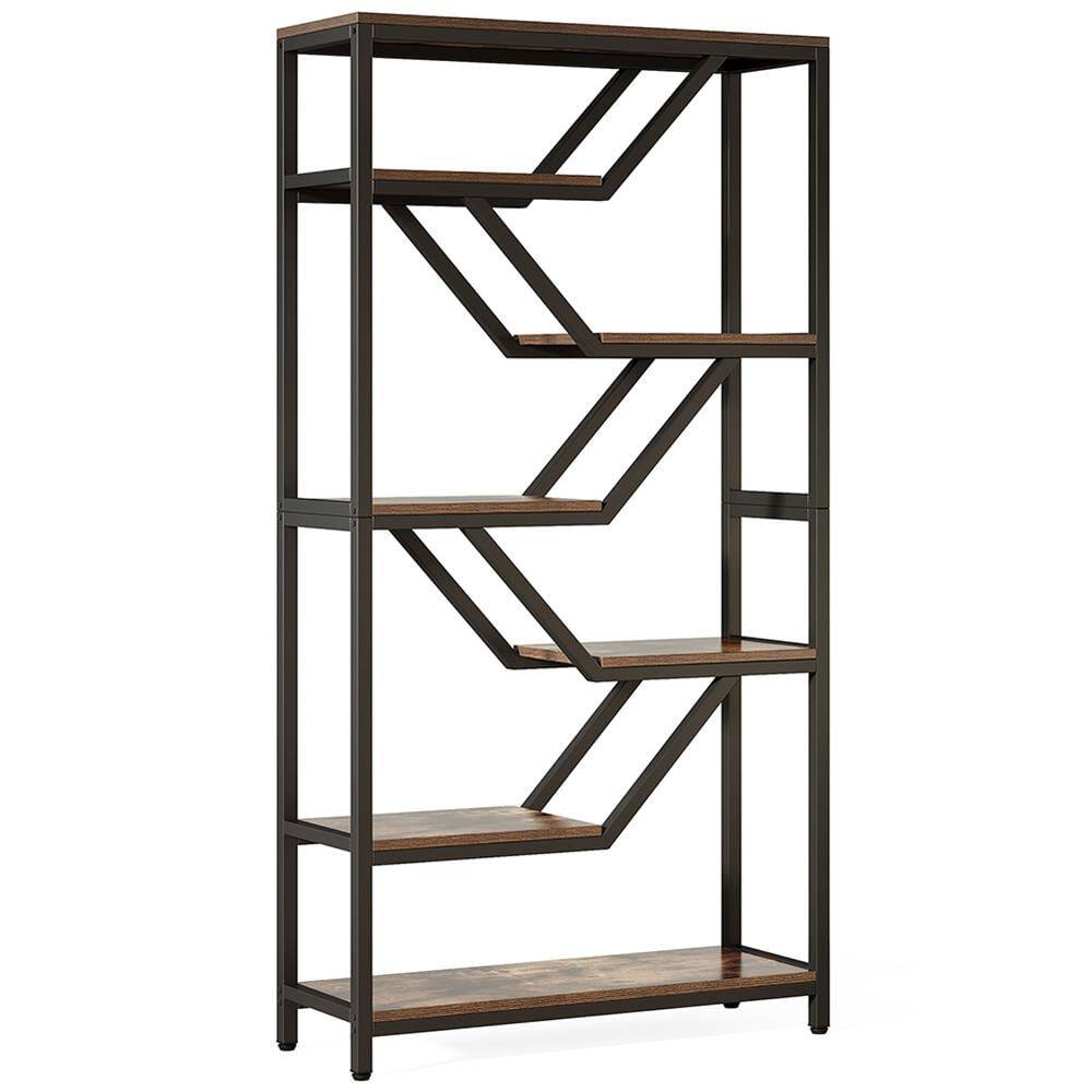 Back. Kadyn - Kadyn Bookshelf, Storage Shelf, Bookcase,72" Bookshelf, 6-Tier Bookcase Etagere Open Storage Organizer,Rustic Brown - Rustic Brown.