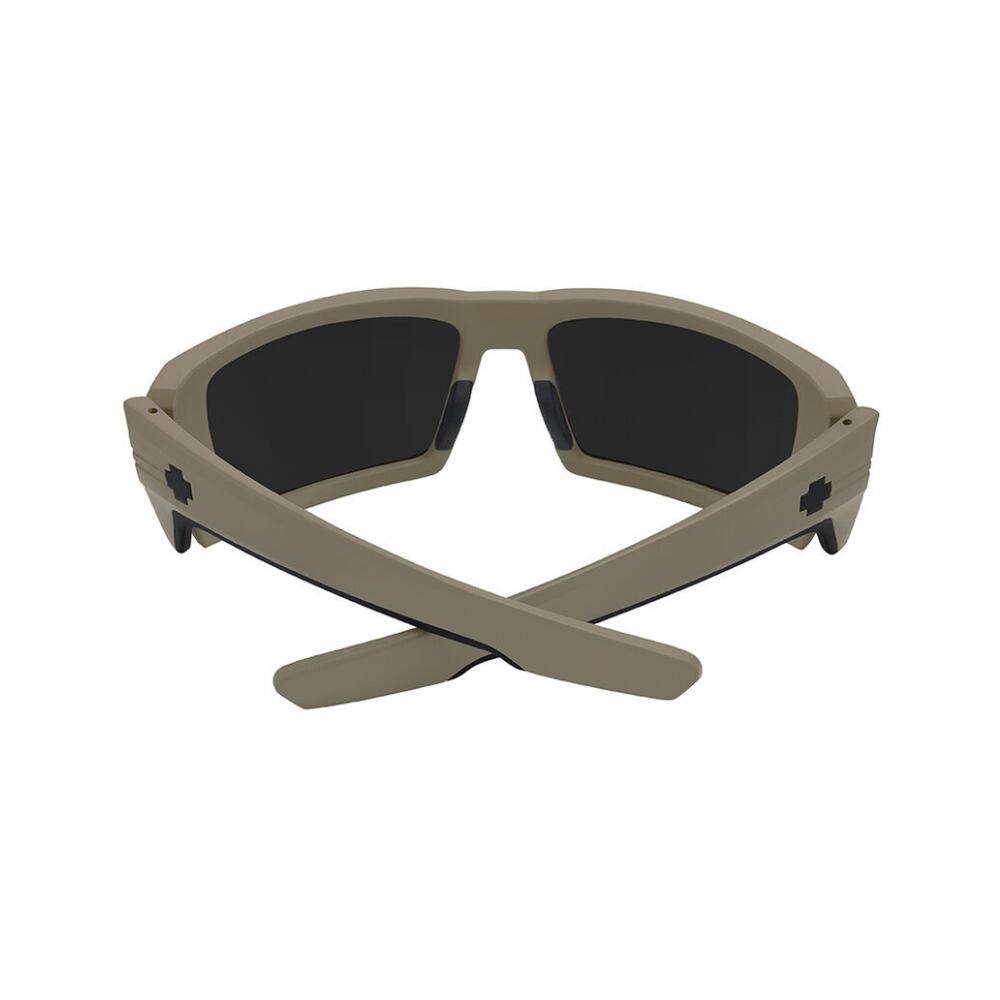 Back. Spy Optic - Spy Polarized Rectangular Rebar ANSI Sunglasses Sand Matte with Happy Gray Lens - Black/Gray.
