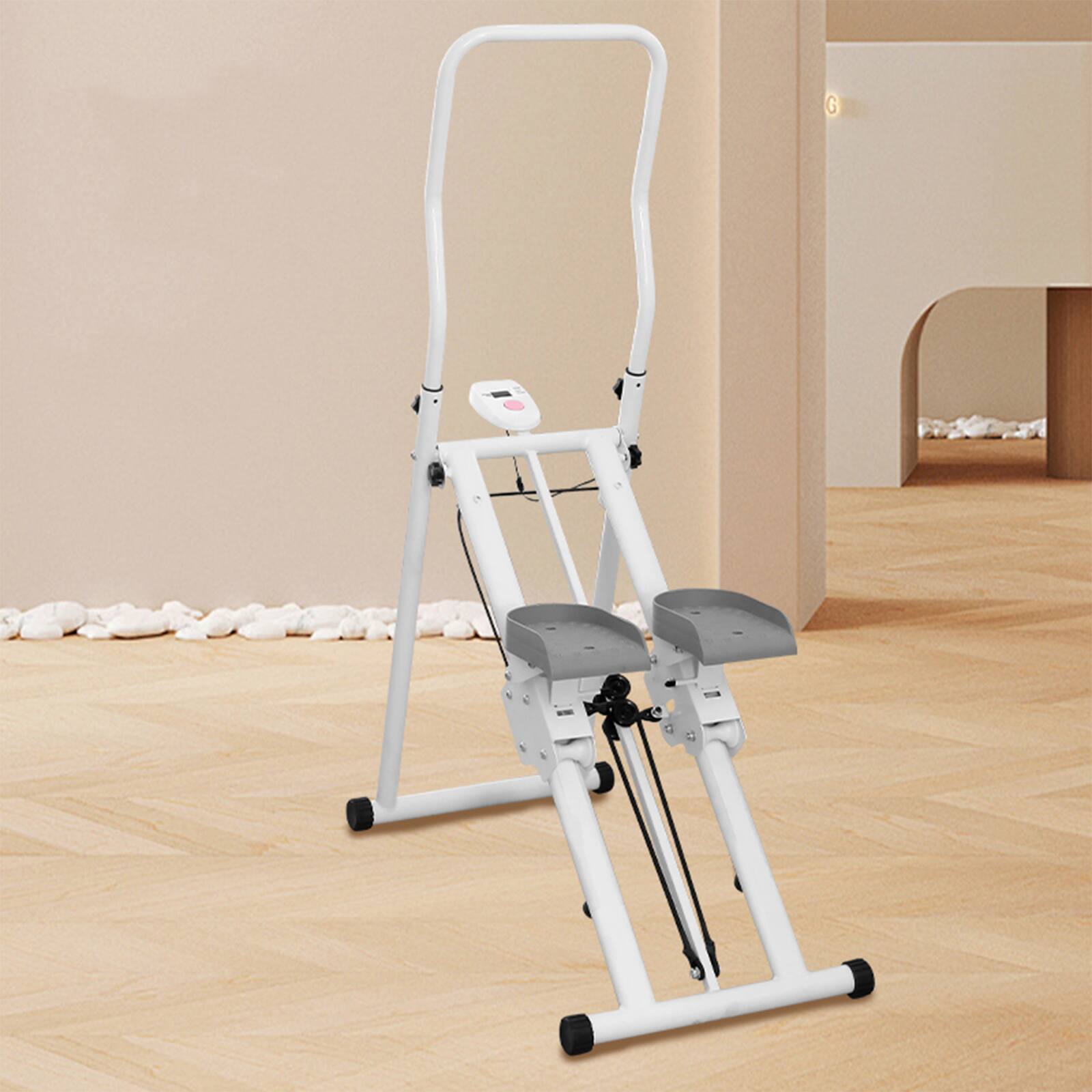 Alt View 6. Topteng - Vertical Climber Machine for Home Gym - Full Body Workout, Low Impact, Adjustable, 300LB Capacity, LCD Display - White.