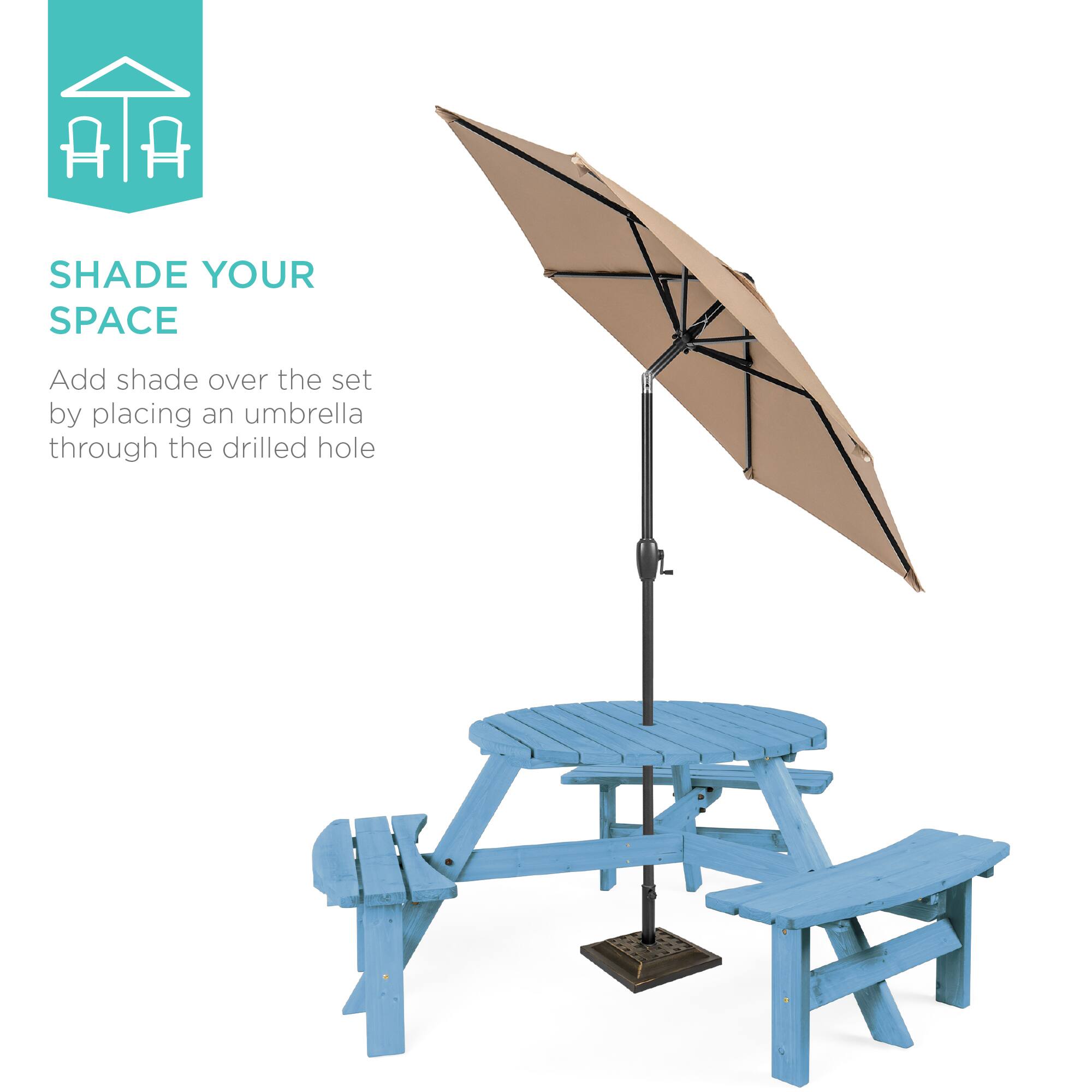 SHADE YOUR SPACE

Add shade over the set by placing an umbrella through the drilled hole