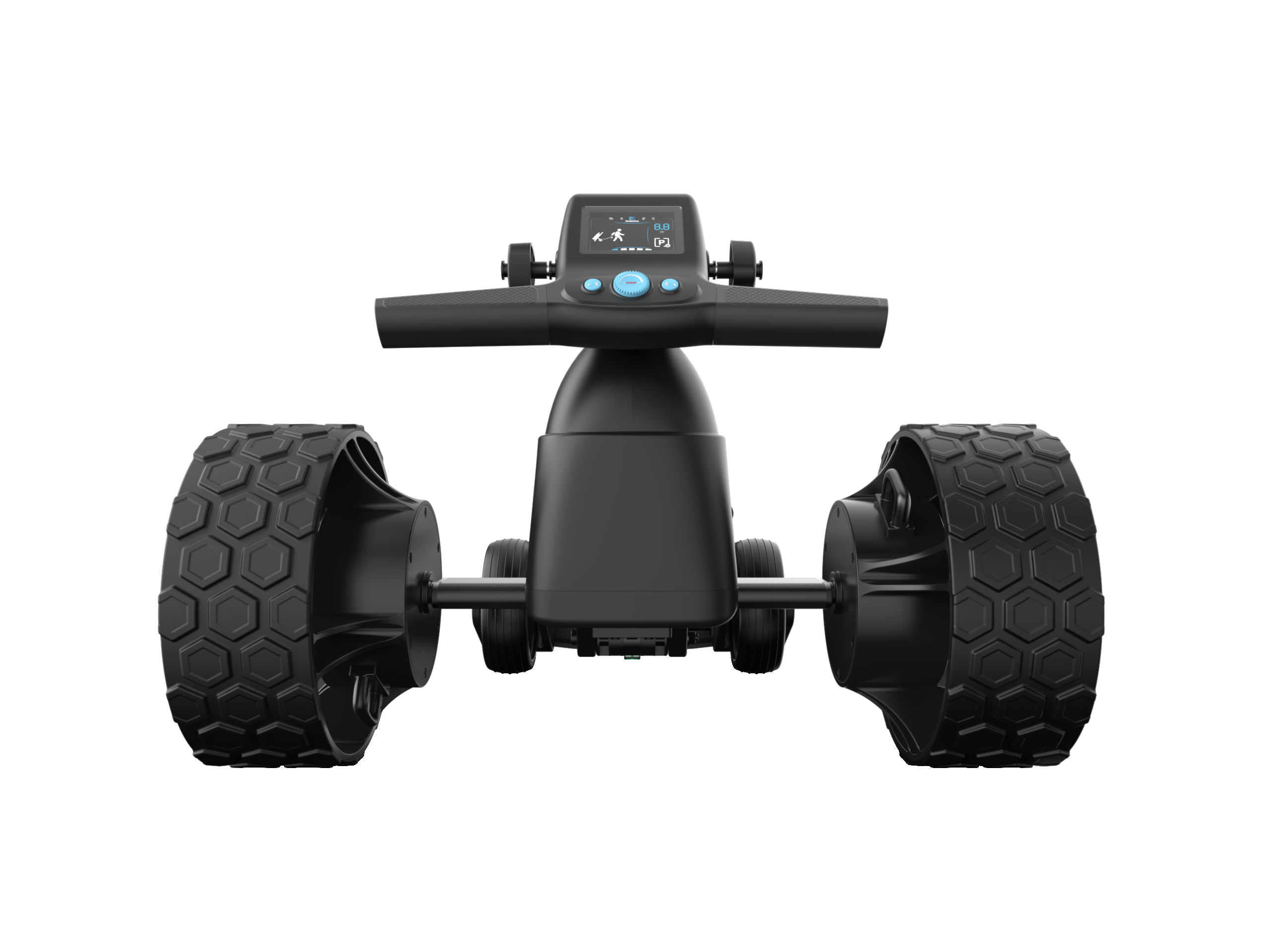 Back. Robera - AI Electric Golf Cart with Follow Me, Obstacle Avoidance, Speed/Remote Control, Power Assist, Foldable, 18 Hole Battery - Black.