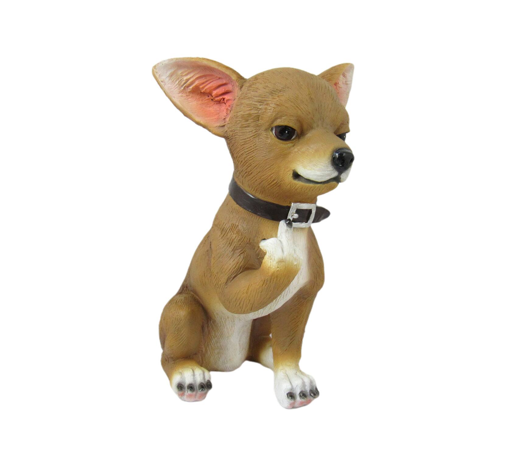 Front. DWK Corporation - Lil Rascal Rude Finger Flipping Chihuahua Dog Tabletop Statue 6.75 Inches High - Brown.