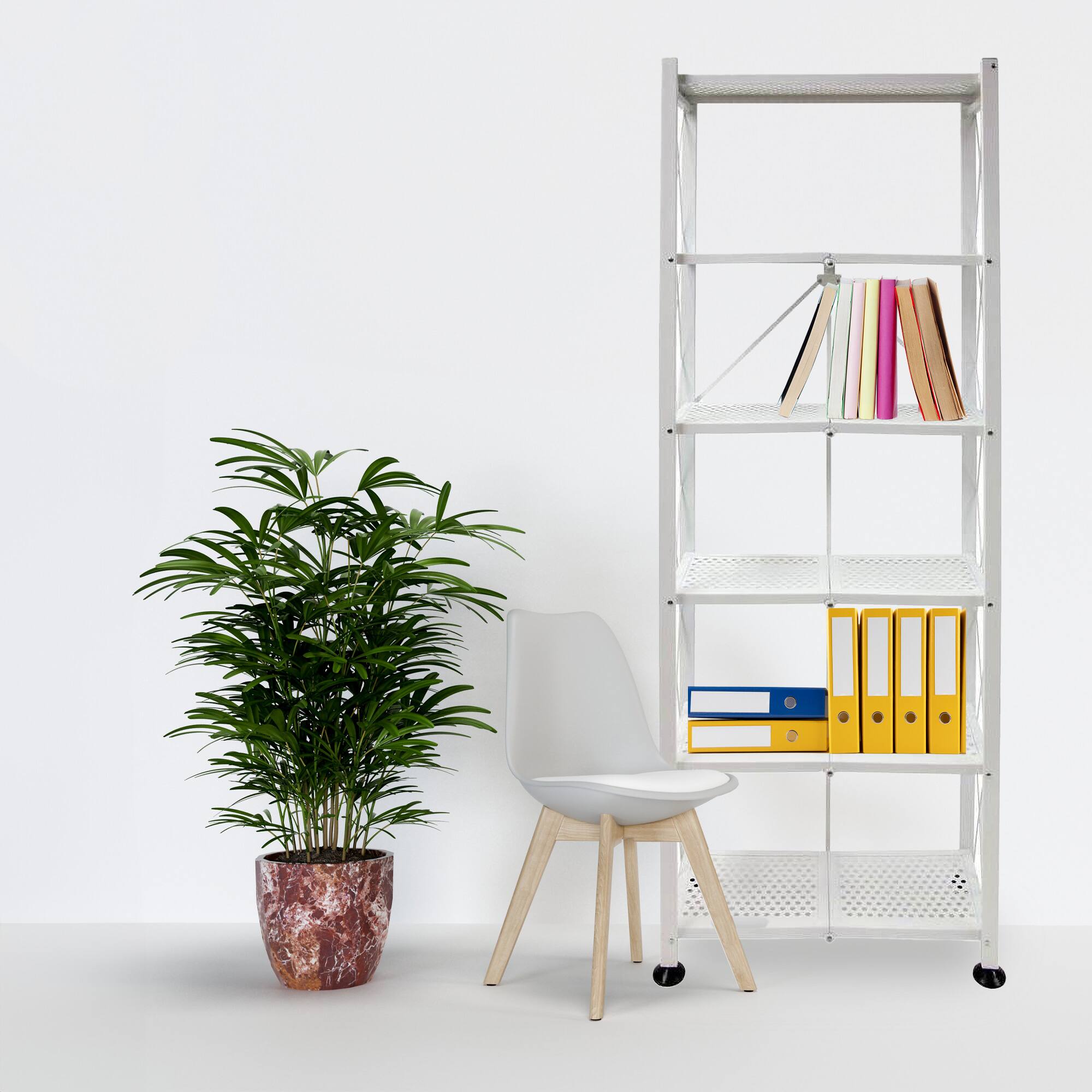 Alt View 3. Origami - Origami RB-03 6 Shelf Open Styled Home Organizational Deco Rack Bookshelf, White - White.