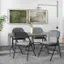 Left. Costway - Set of 4 Folding Chairs Fabric Upholstered Padded Seat Metal Frame Home Office - Black + Grey.