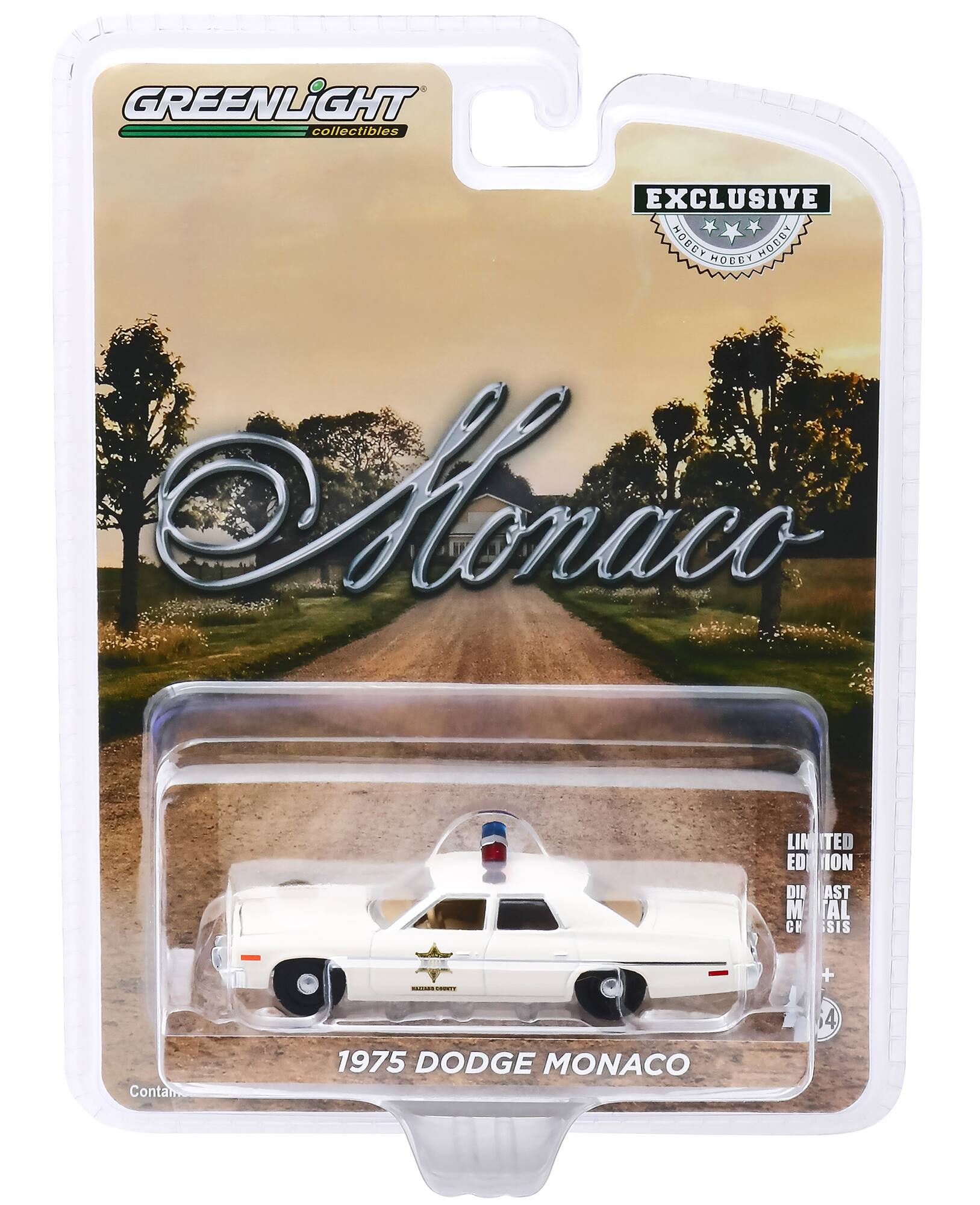 GREENLIGHT collectibles EXCLUSIVE MOBY HOBBY HOBBY Monaco LIMITED EDITION DIE CAST MODEL + Contain 1975 DODGE MONACO