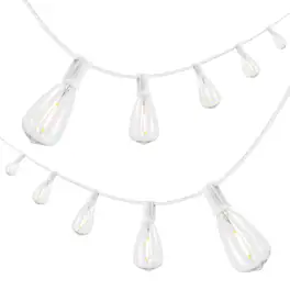 Jonathan Y - 10-Light Indoor/Outdoor 10 ft. Rustic Industrial ST38 Clear Bulb String Lights, LED - White