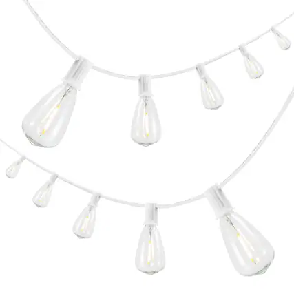 Front. Jonathan Y - 10-Light Indoor/Outdoor 10 ft. Rustic Industrial ST38 Clear Bulb String Lights, White - LED - White.