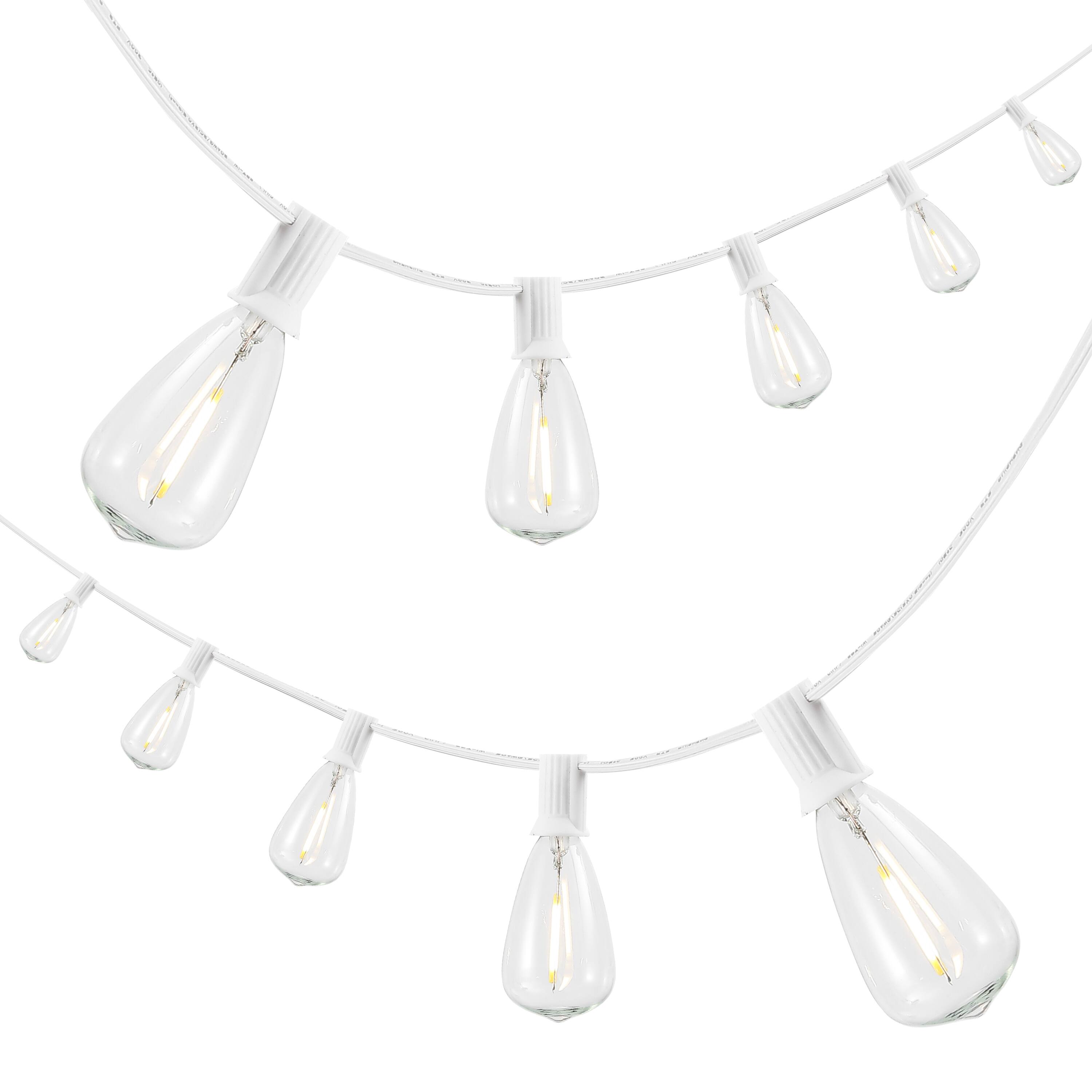 Front. Jonathan Y - 10-Light Indoor/Outdoor 10 ft. Rustic Industrial ST38 Clear Bulb String Lights, White - LED - White.