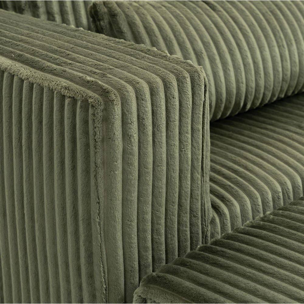 Alt View 1. Kadyn - Oversized All-Foam Lounge Chair with Ottoman, Modular Corduroy, No-Tool Assembly, Green - Green.