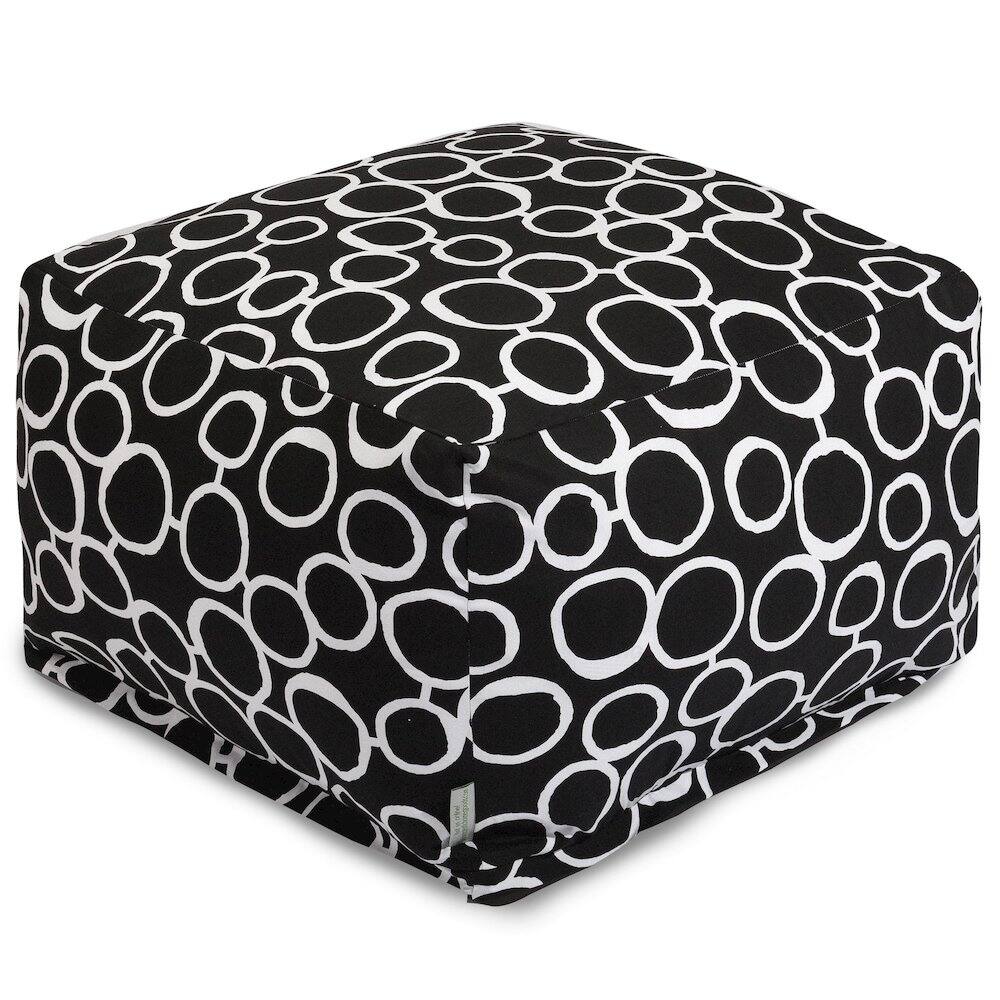 Front. Majestic Home - Ottoman Pouf Fusion Black - Black.