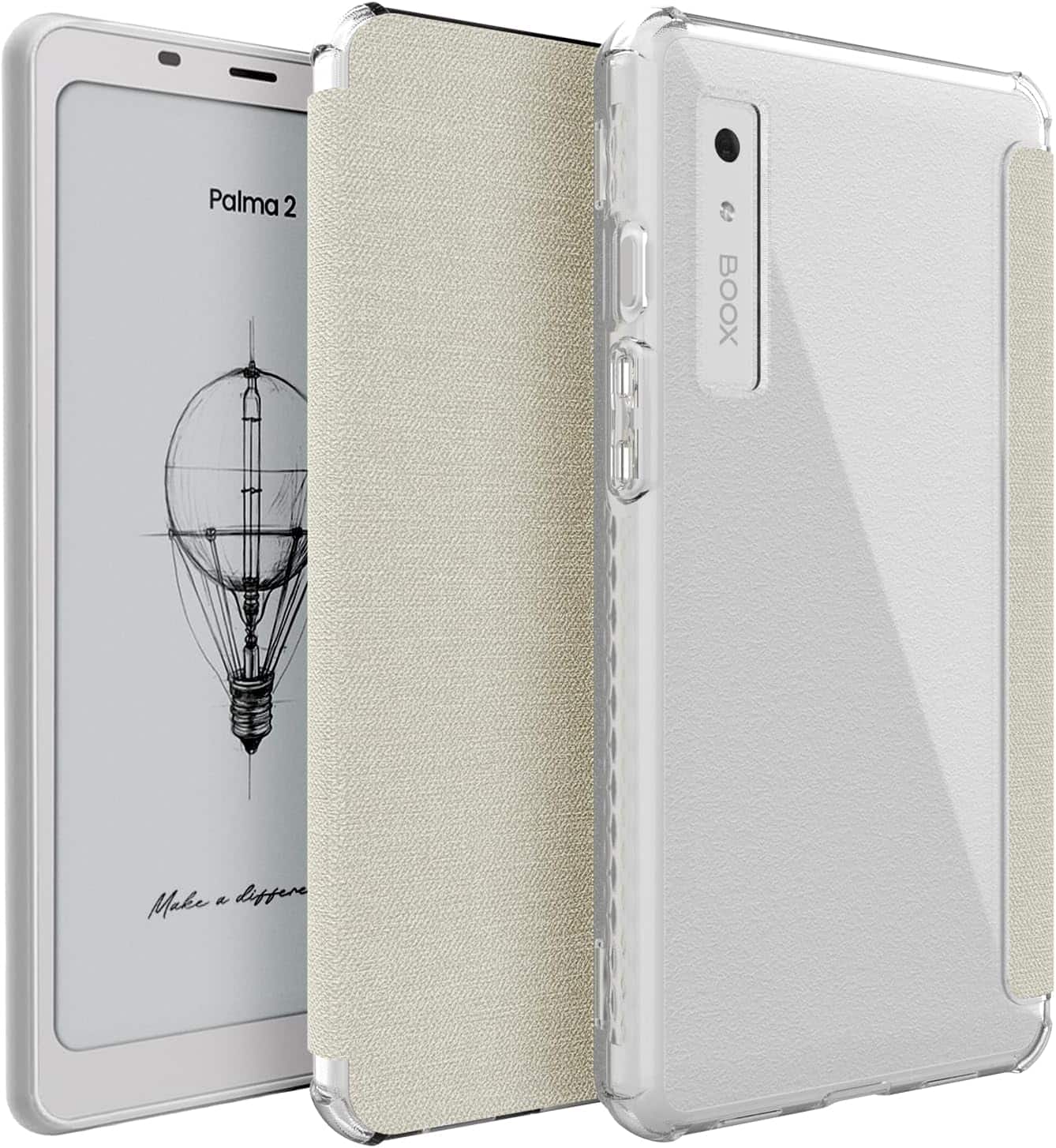 TUDIA - SKN FLIP V2 Designed for Onyx Boox Palma 2 Case [DO NOT FIT Palma 2 PRO] - Clear Beige