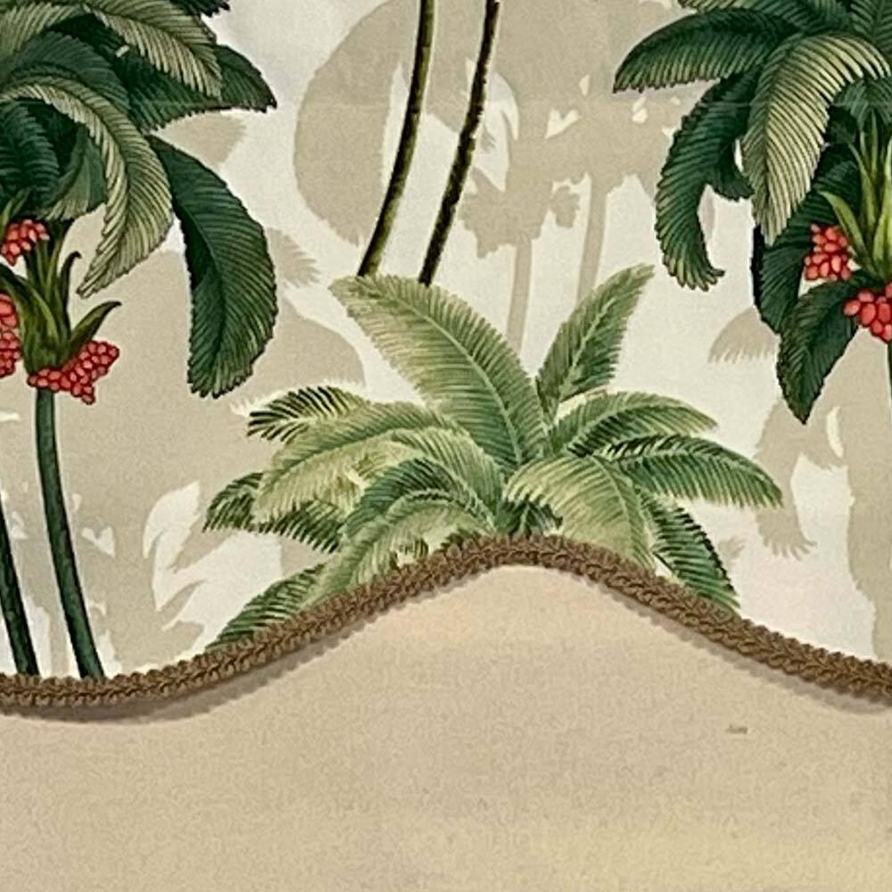 Left. RLF Home - RLF Home Shadow Gimp Trim Detail Printed Palm Glory High Quality Valance 3" Rod Pocket 50" x 16" Aloe Green - Aloe green.