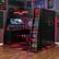 Angle. Anysun - Full Size Wood Loft Bed with Desk, Multi-storage Shelves and RGB Light, Table with adjustable placement - Red.