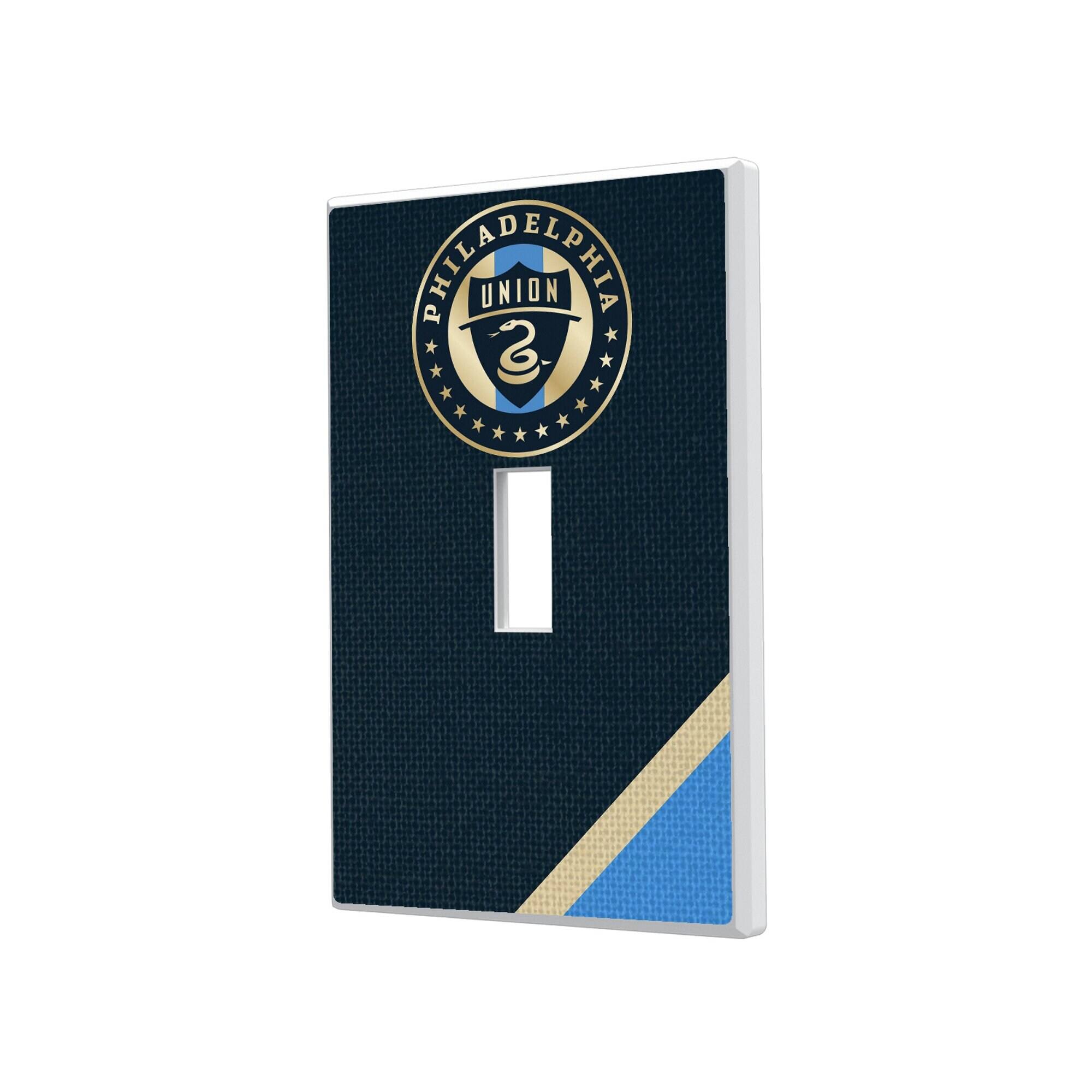 Keyscaper - Philadelphia Union Diagonal Stripe Design Single Toggle Lightswitch Plate - Multicolor