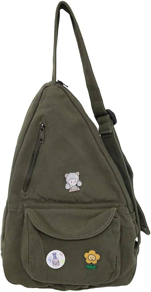 Front. Vulpecula Spade - Sling Bag for Women Crossbody Backpack Shoulder Chest Bag Daypack Small Green Travel Canvas Casual Hiking Outdoor - Green.
