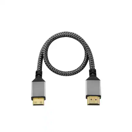 Front. Stock Preferred - Mini HDMI to HDMI Cable 6ft High-Speed 4K/60Hz Braided Cord.