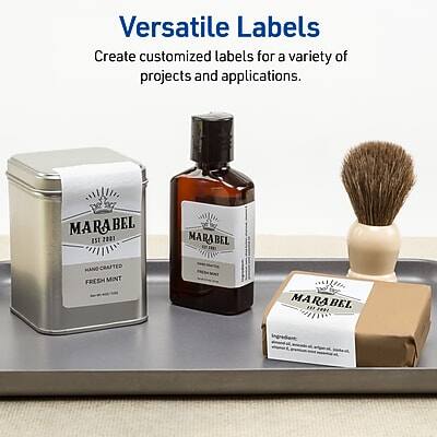 Versatile Labels  
Create customized labels for a variety of projects and applications.

MARABEL  
EST 2001  
HAND CRAFTED  
FRESH MINT  

MARABEL  
EST 2001  
HAND CRAFTED  
FRESH MINT  

MARABEL  
EST 2001  
HAND CRAFTED