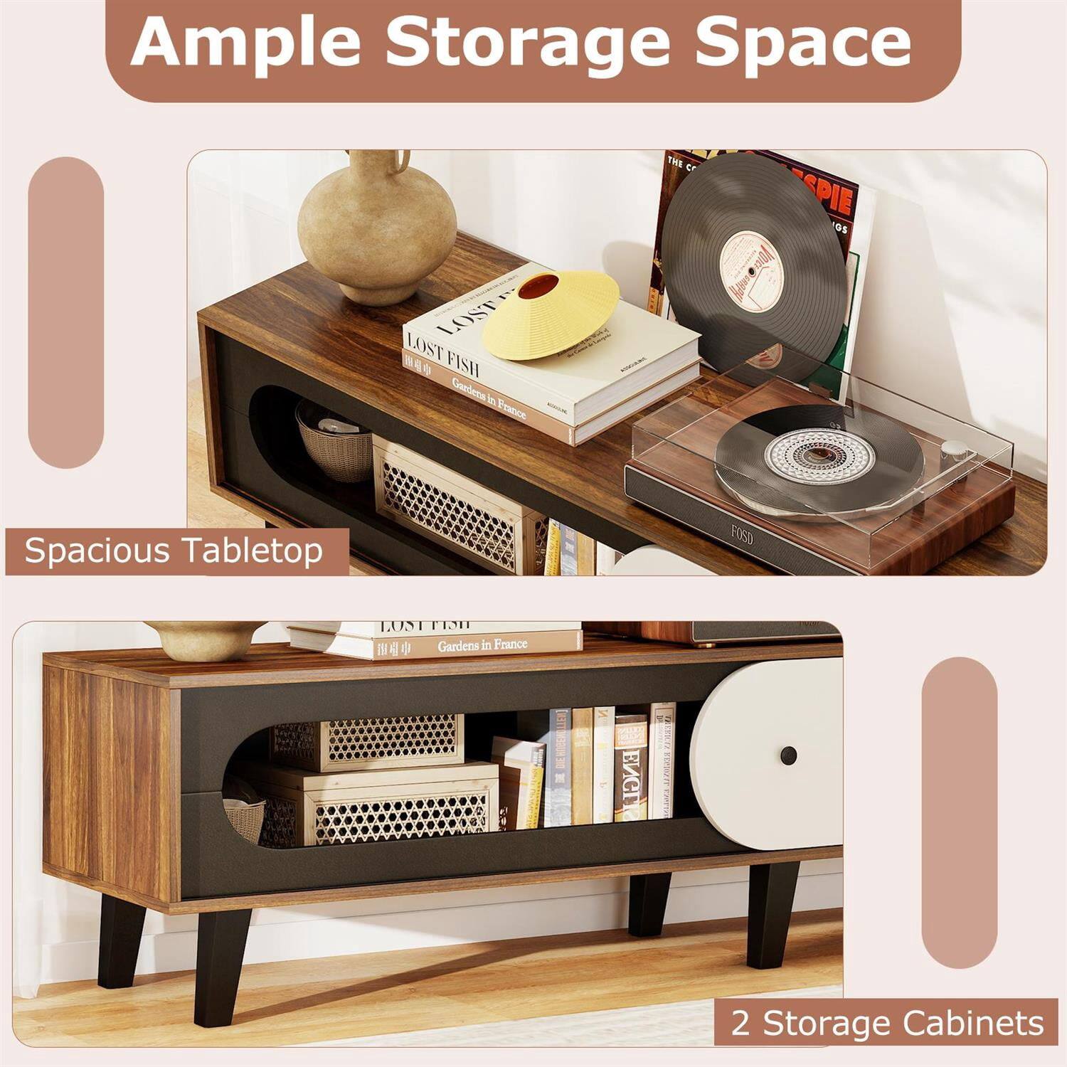 Ample Storage Space

Spacious Tabletop

2 Storage Cabinets