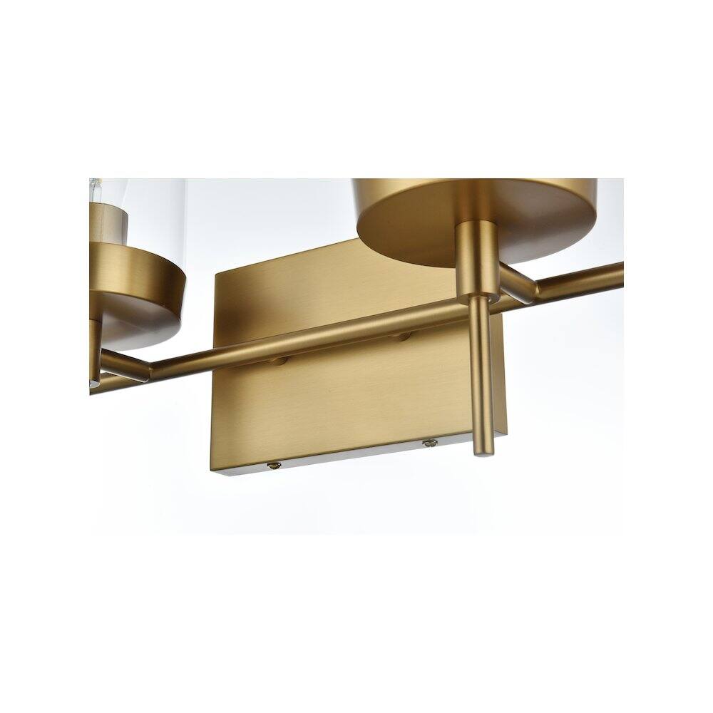 Alt View 2. Living District - Taryin 32 inch Wall Sconce in Satin Gold - Satin Gold And Clear.