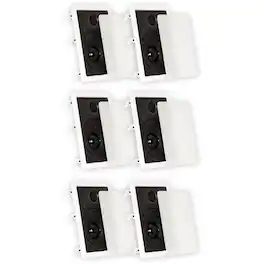 Theater Solutions by Goldwood - TS65W in Wall 6.5" Speakers Surround Sound Home Theater 3 Pair Pack - Paintable White