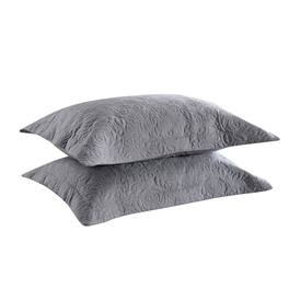 MarCielo - 2-Pack Embroidered Solid Color Pillow Shams Polyester - Gray