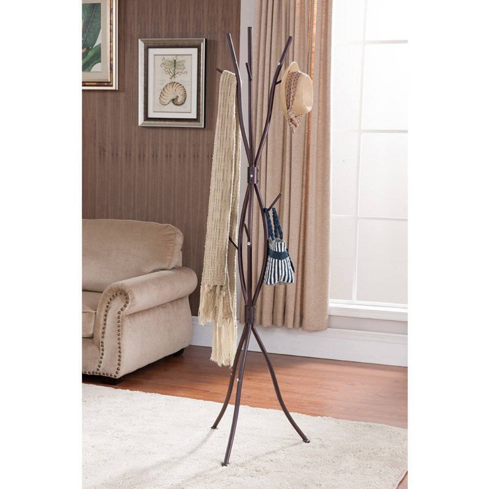 Angle. SlickBlue - Metal Coat Rack with Tree Branch Design and Multiple Hooks - Bronze.