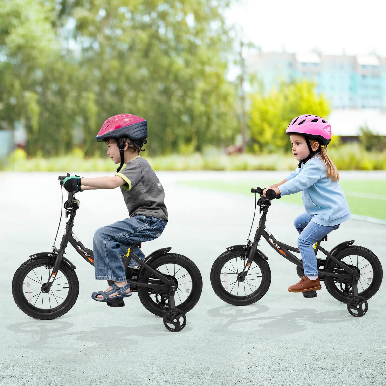 Alt View 3. Costway - Costway 14" Kids Bike with Removable Training Wheels Adjustable Seat & Handlebar Handbrake - Black.