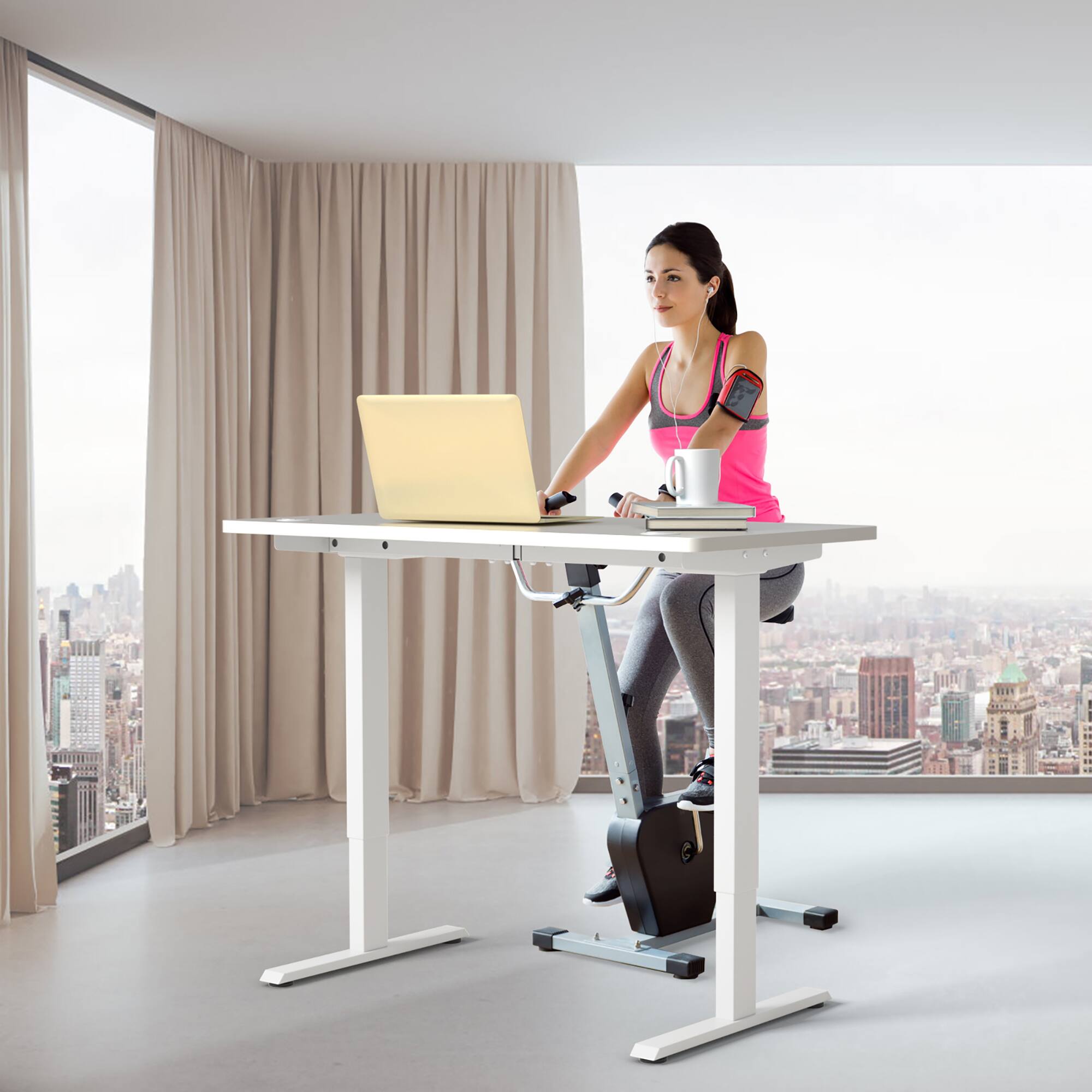 Alt View 1. Costway - Costway Electric Adjustable Standing up Desk Frame Dual Motor w/Controller - White.