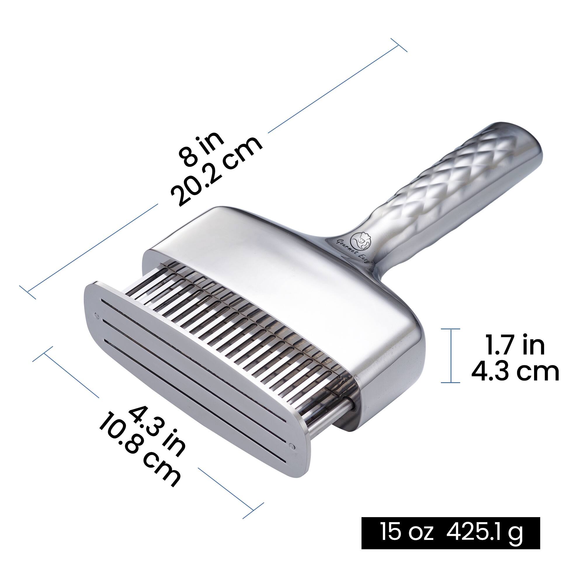 8 in 20.2 cm  
4.3 in 10.8 cm  
1.7 in 4.3 cm  
15 oz 425.1 g