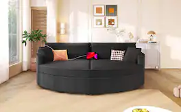 Roomtec - Oversized Double Chaise Lounge Sofa 102.3 inch Sofa Bed Upholstered Loveseat Sofa Couch with Deep Seat and USB Ports - Black