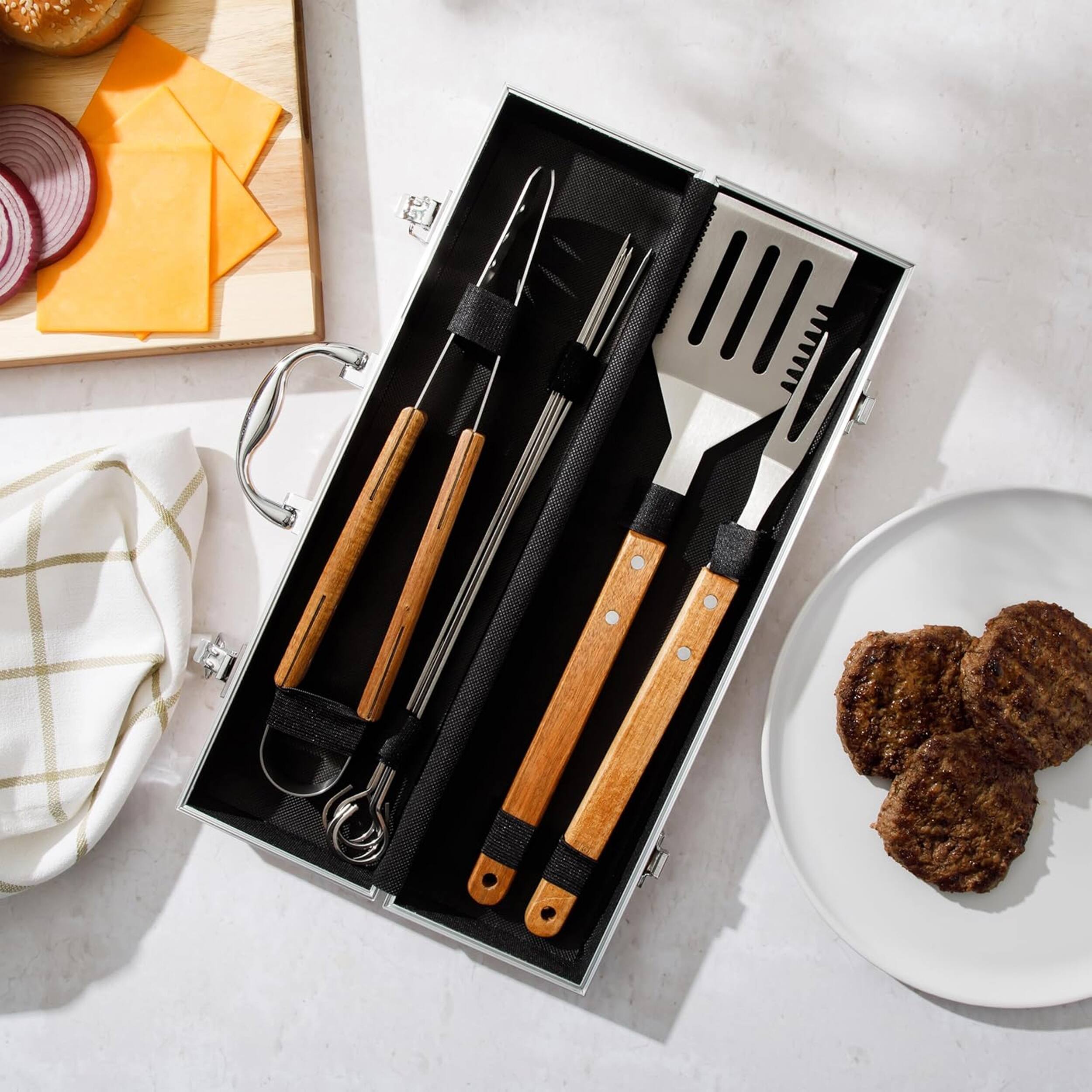 Alt View 5. Gibson - Gibson Home Barbecue Pro 8 Piece Stainless Steel Barbecue Tool Set with Carry Box - Brown.