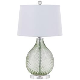 Manhattan Lane - Table Lamp, Drum Shade, 26 Inch Faceted Teardrop Base - Lime Green, White, Chrome