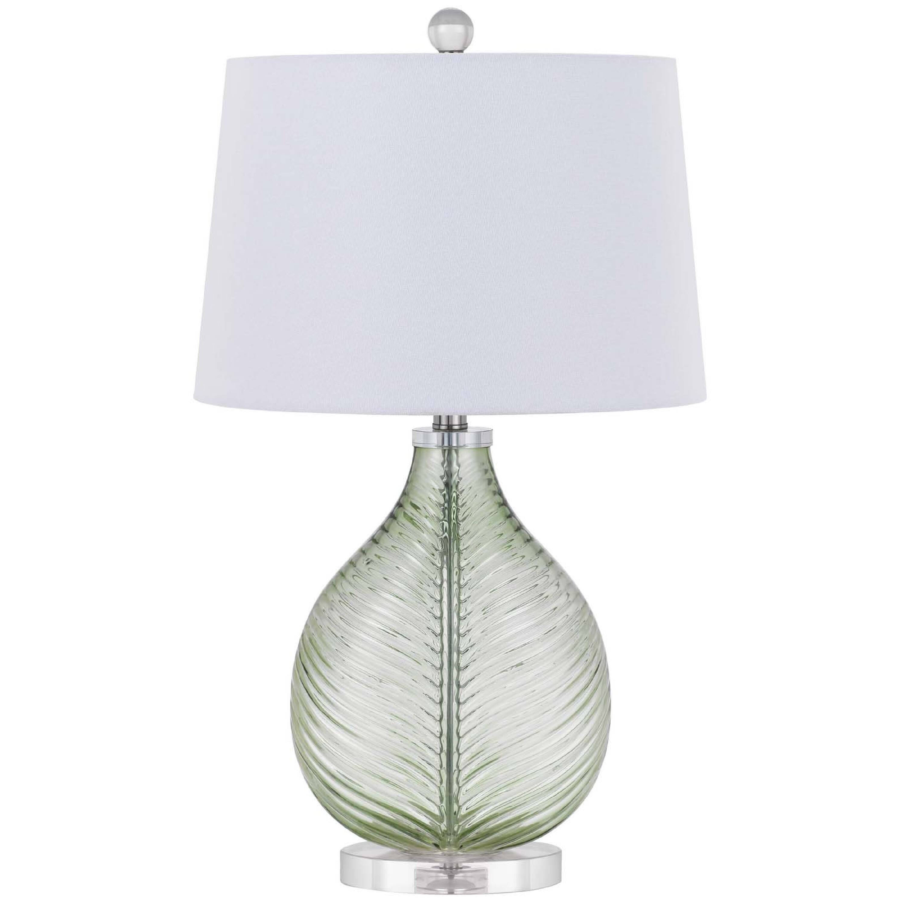 Front. Manhattan Lane - Table Lamp, Drum Shade, 26 Inch Faceted Teardrop Base - Lime Green, White, Chrome.
