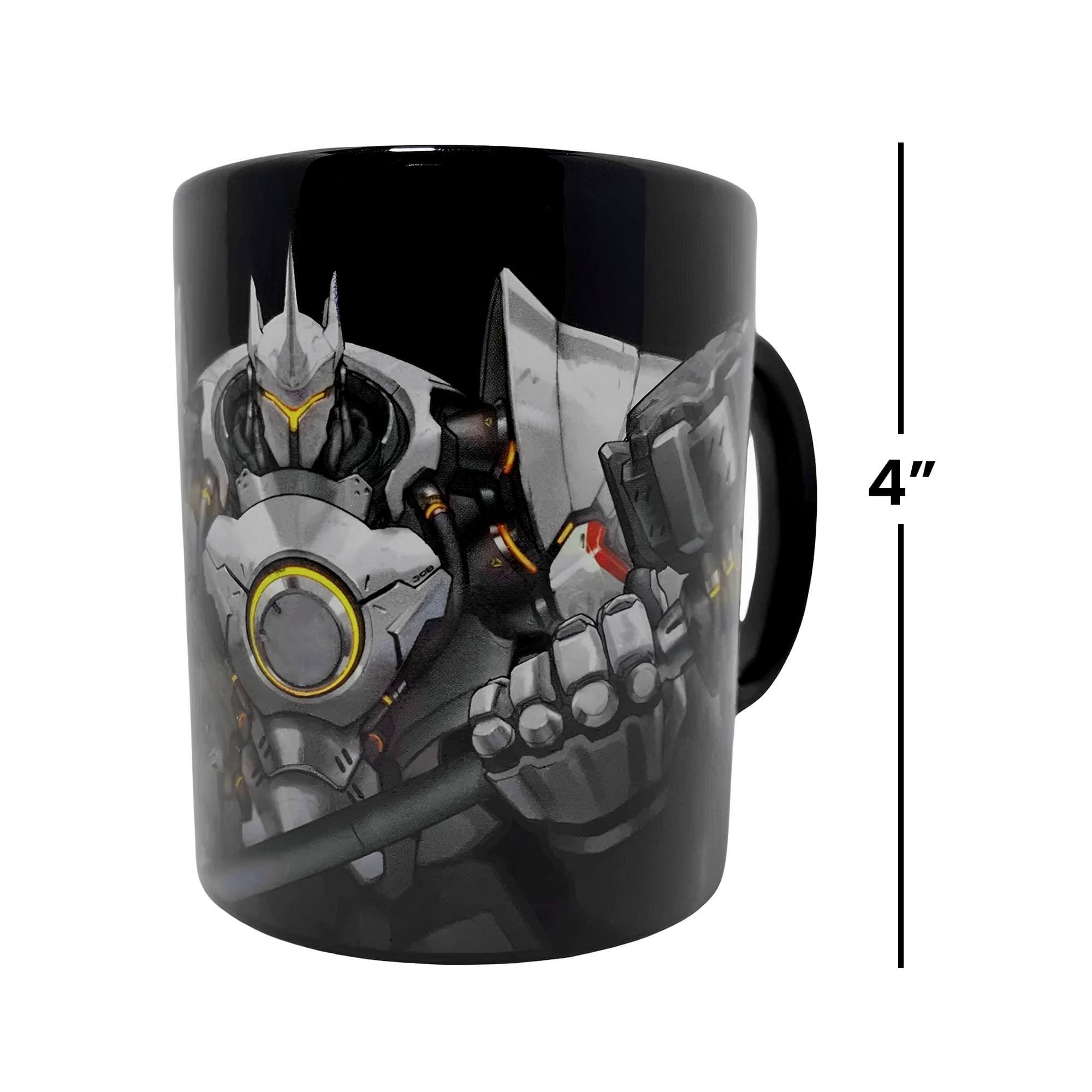 Alt View 10. Funky People - Overwatch Ceramic Coffee Mug with Reinhardt Battle Ready - Black.