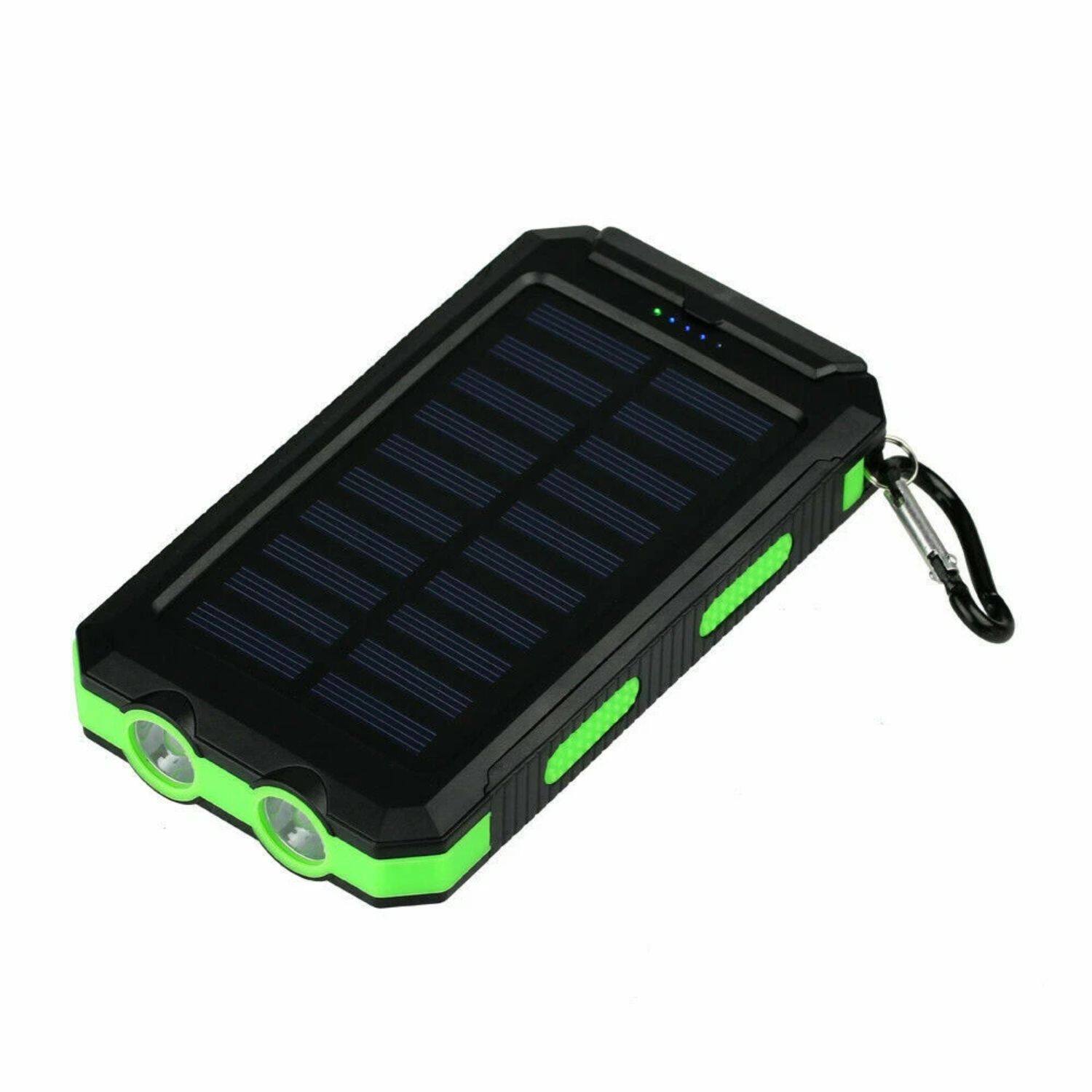 Angle. Home Collection - Green Portable Solar Power Bank – 10,000mAh Super USB Rechargeable Battery Charger for Cell Phones and USB Devices.