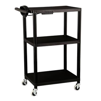 Front. Dazzling Pops - Norwood Commercial Furniture Mobile Utility AV Cart with Power Strip and Casters, Rolling Presentation and ... - 3 Shelf Cart with Power Cart.