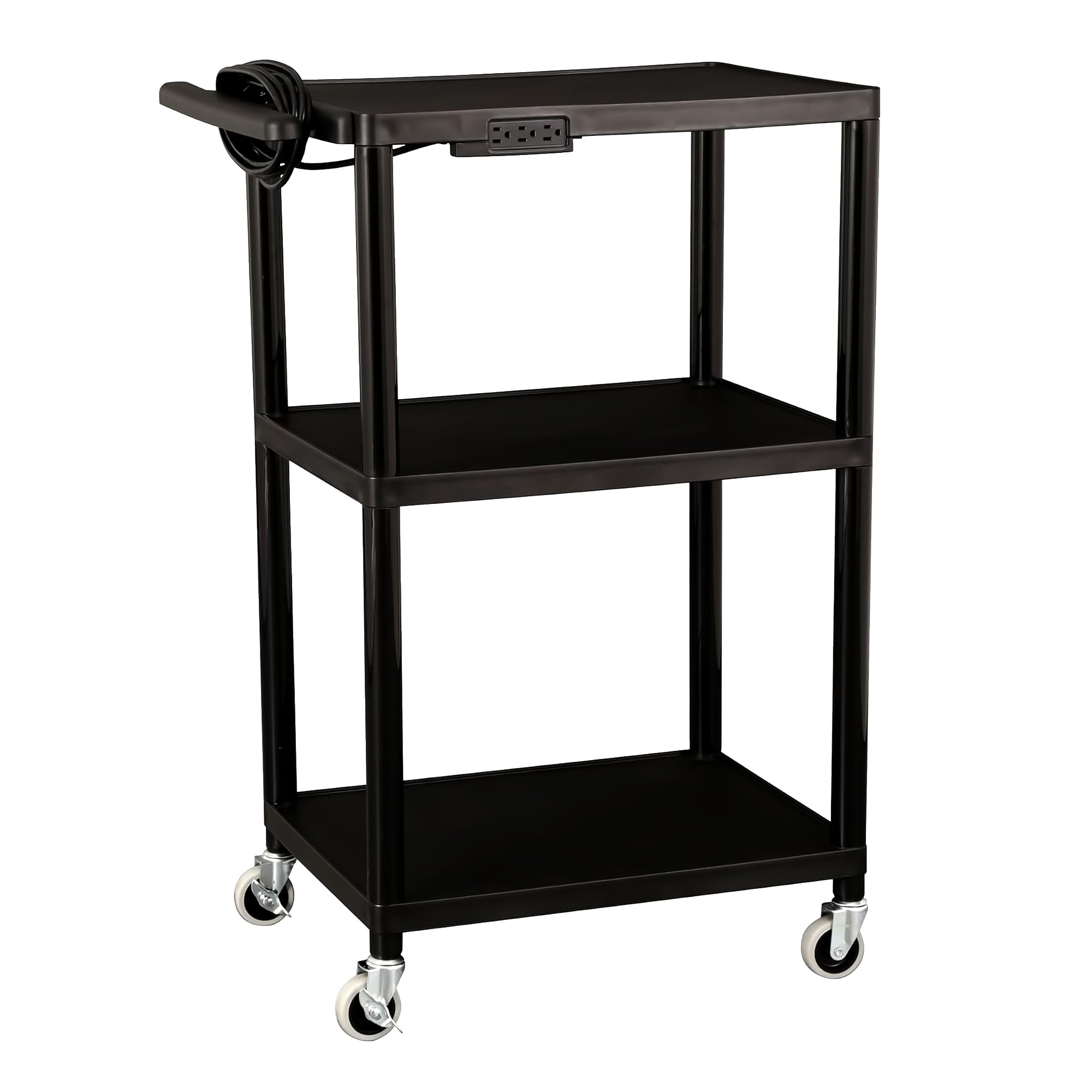Front. Dazzling Pops - Norwood Commercial Furniture Mobile Utility AV Cart with Power Strip and Casters, Rolling Presentation and ... - 3 Shelf Cart with Power Cart.