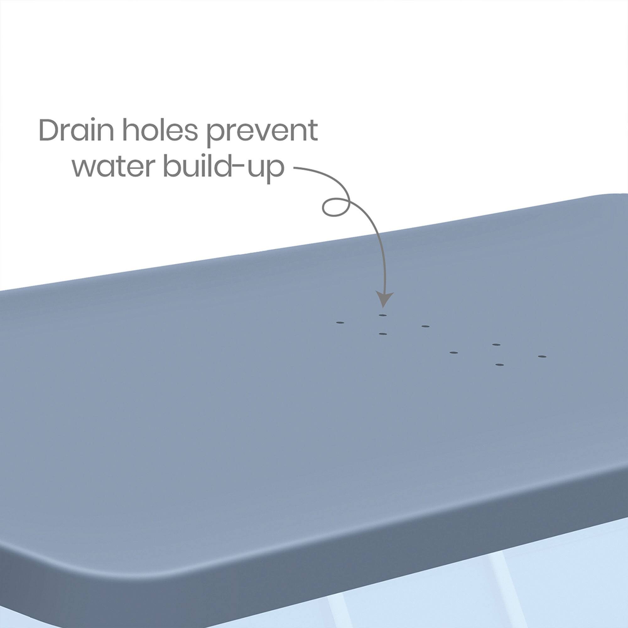 Drain holes prevent water build-up