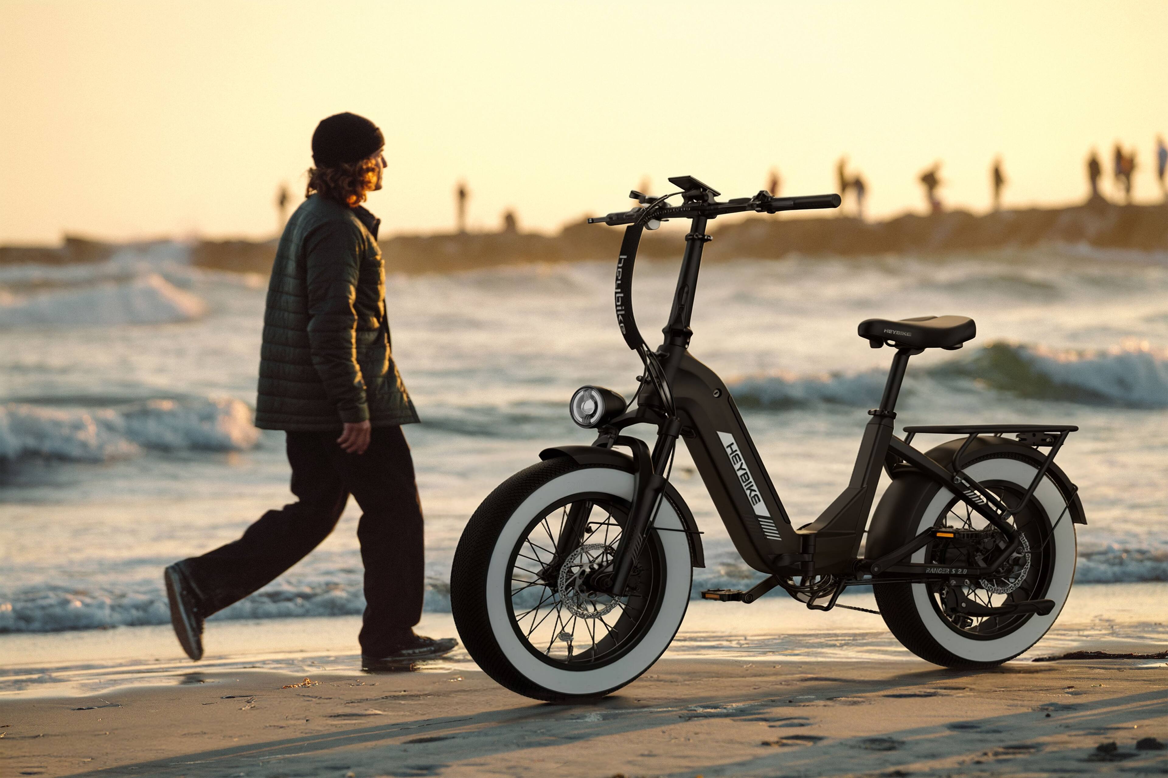 The text on the image reads:

- "HEYBIKE" (on the bike frame)
- "RANGER S 5.0" (on the bike frame near the rear wheel)