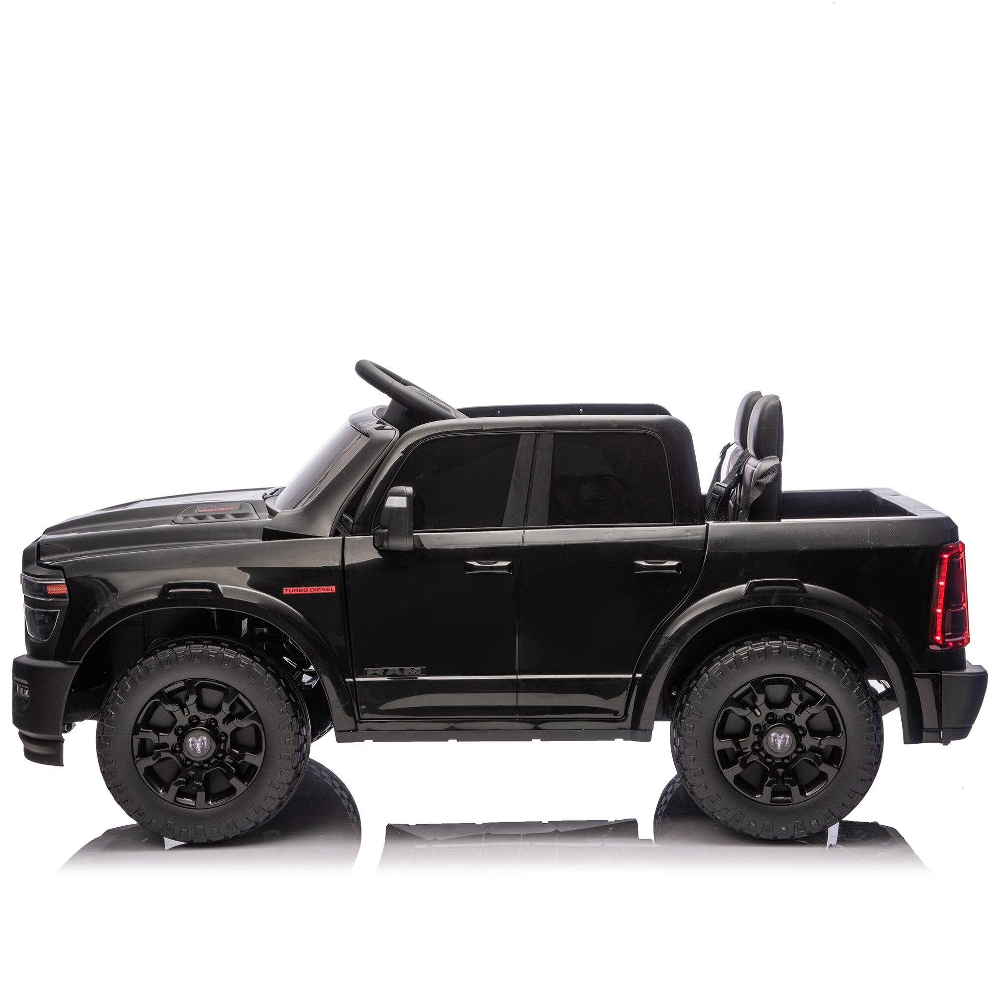 Alt View 8. BreeBe - 24V 160W Dodge RAM 2500 Kids Ride-On Truck, 2-Seater, Remote Control, 2WD, Suspension, Music, Bluetooth, USB, Ages 3-6 - Black.