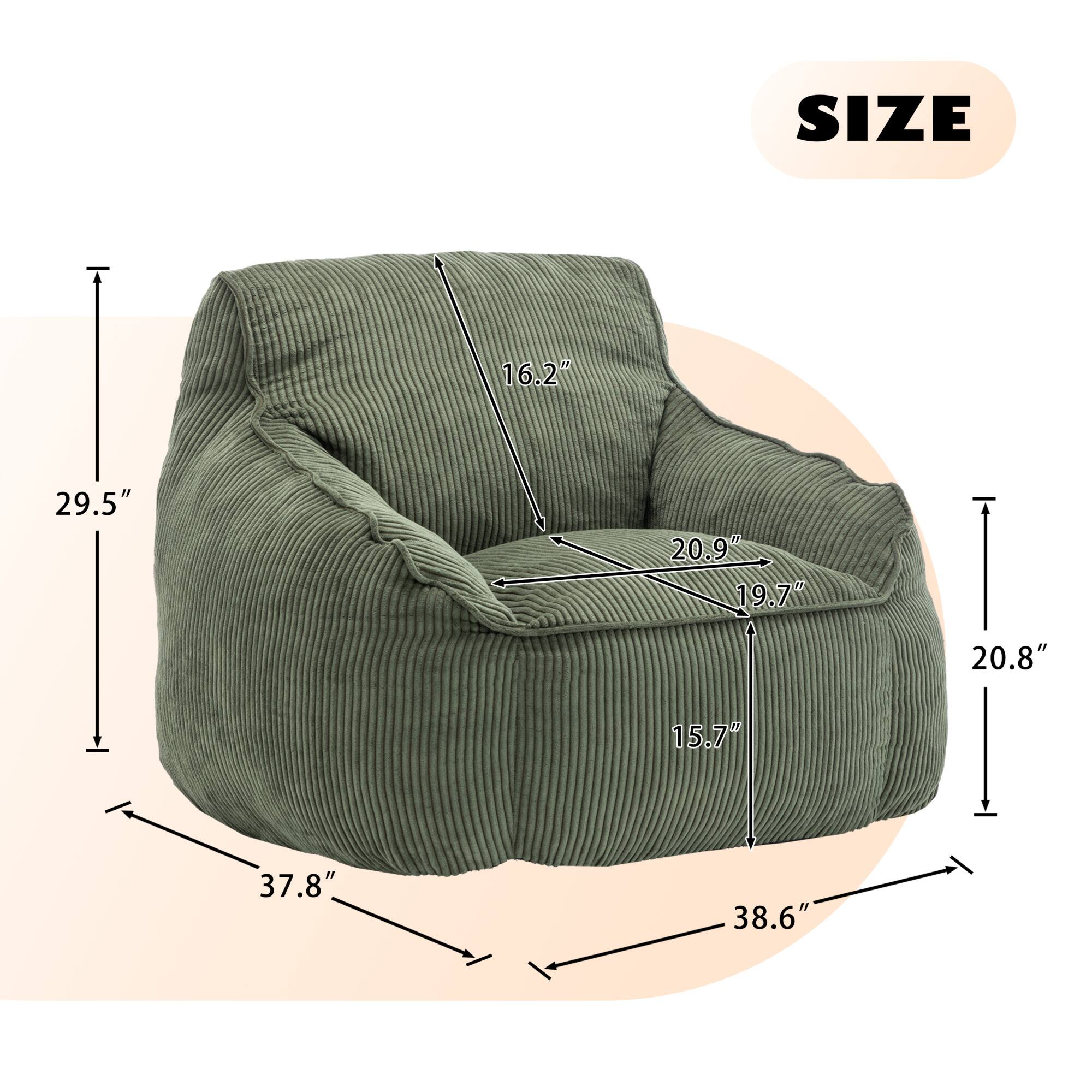 SIZE  
16.2" 29.5" 20.9" 19.7" 20.8" 15.7" 37.8" 38.6"