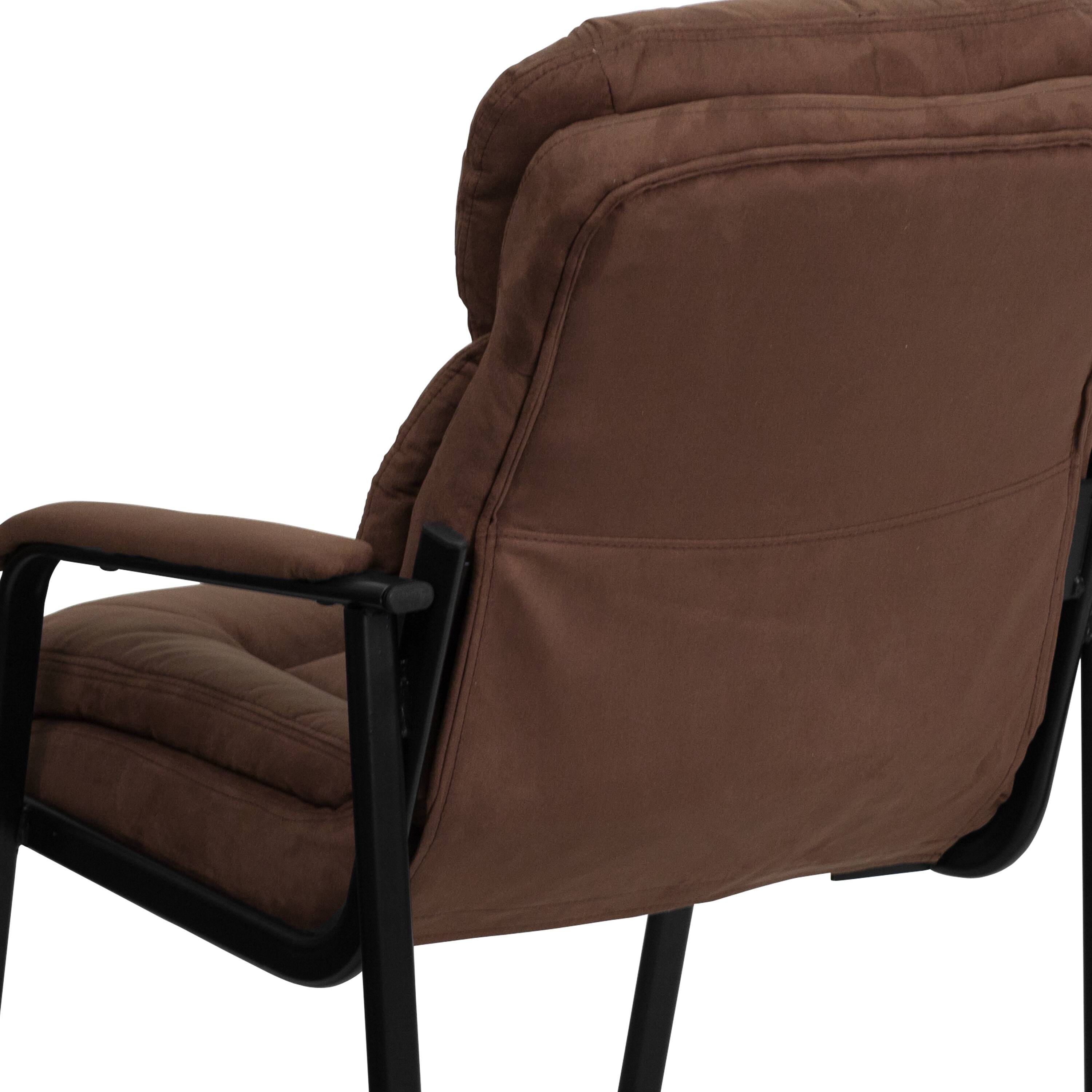 Alt View 9. Emma + Oliver - Executive Side Reception Chair with Lumbar Support and Sled Base - Brown Microfiber.