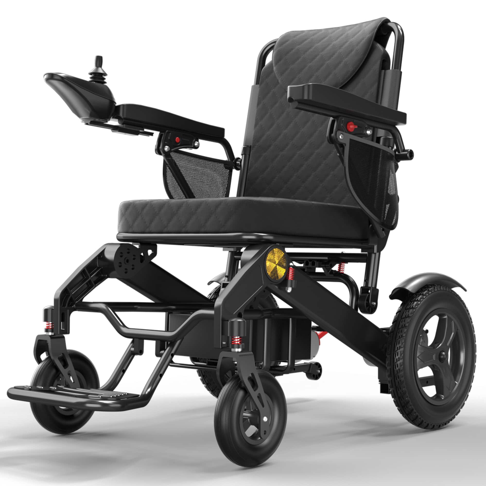Front. KERDOM - 68lbs Foldable Motorized Electric Wheelchair for Adult Senior, All Terrain Long Range Intelligent Climbing Wheelchair - Black.