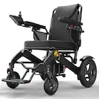 Front. KERDOM - Foldable Electric Wheelchair, Thicken Cushion, All Terrain Climbing Long Range Intelligent Powered Motorized Wheelchair - Black.