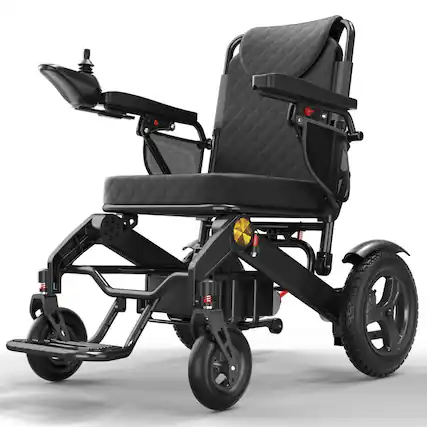 Front. KERDOM - 68lbs Foldable Motorized Electric Wheelchair for Adult Senior, All Terrain Long Range Intelligent Climbing Wheelchair - Black.