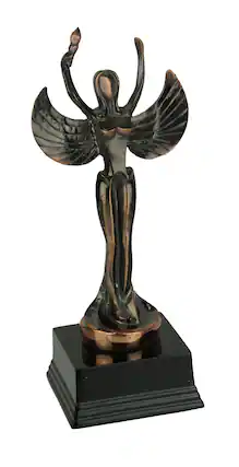 Front. Zeckos - Bronze Finish Abstract Victory Angel Achievement Trophy Statue - Bronze.