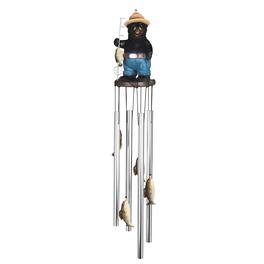 FC Design - 23" Long Fishing Bear Round Top Wind Chime Outdoor Patio or Garden Hanging Decoration - Multi-Color