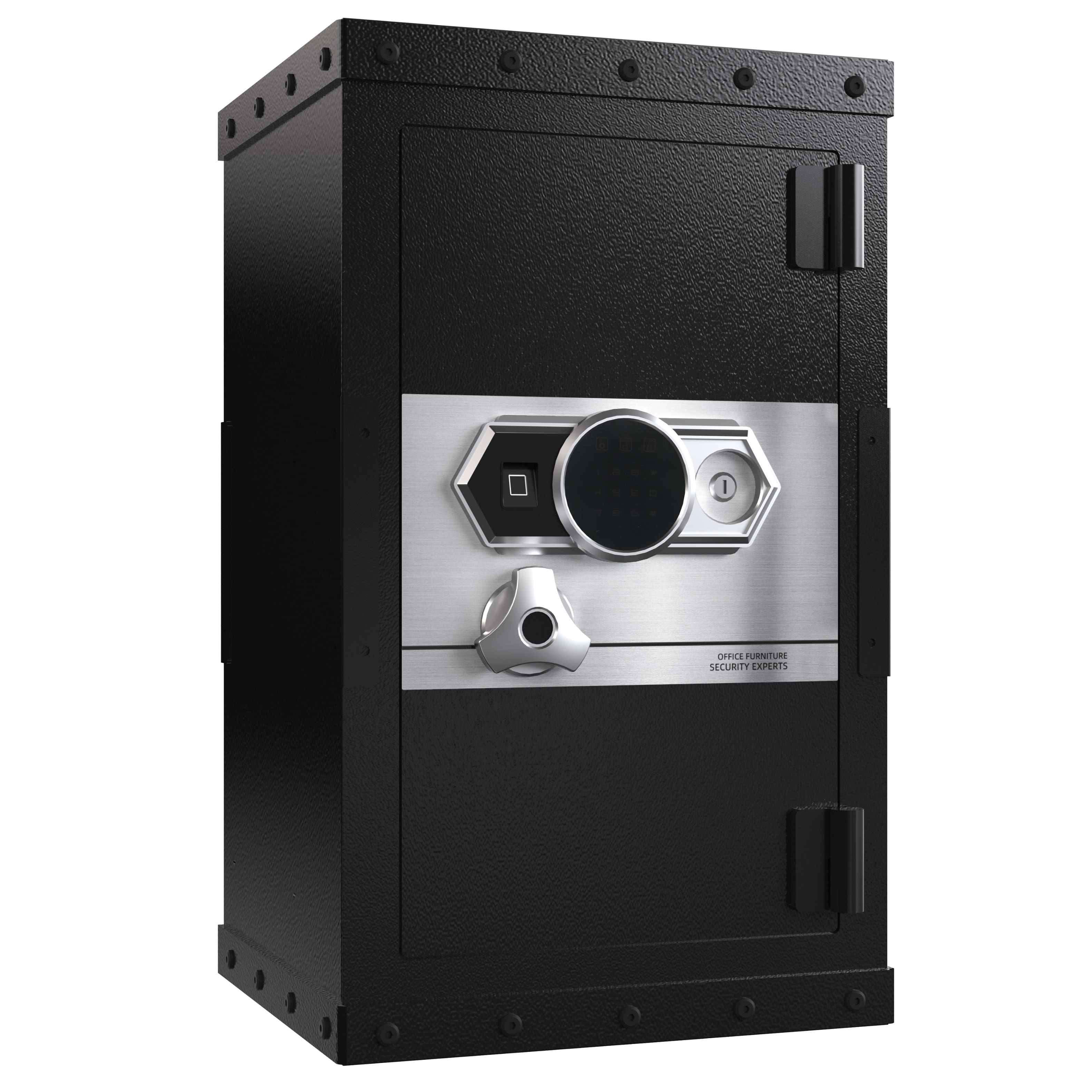 GOODSILO - Large Digital Safe - Home & Office Security with Fingerprint & Key Access, Steel Construction - Black