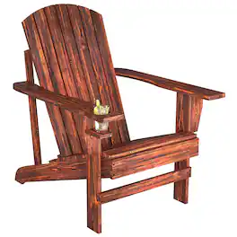 Outsunny - Adirondack Chair, Outdoor Fire Pit and Porch Seating - Carbonized